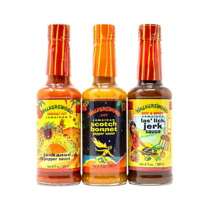 Walkerswood - Scotch Bonnet Hot Sauce I Las'Lick Jerk Sauce I Jonkanoo Jamaican Hot Pepper Sauce  185ml - 3 Pack